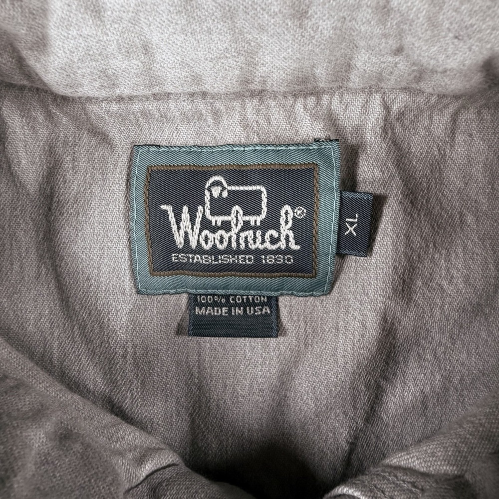Vintage WOOLRICH Shirt XL Mens Gray Chambray Button Up Barn Heavy Outdoor USA